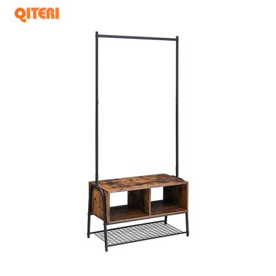 China Multifunctional clothes rack garment with shoe rack industrial pipe style 71.2 in coat, Hall Tree with 2 for sale