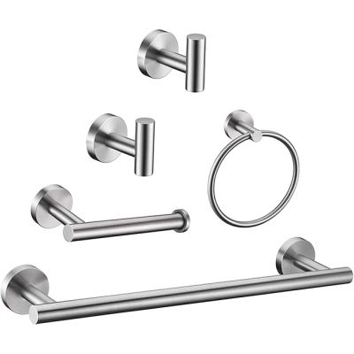 China QITERI-5 Easy Piece Brushed Nickel Bathroom Hardware Set Stainless Steel Bathroom Accessories Set Wall Mounted for sale