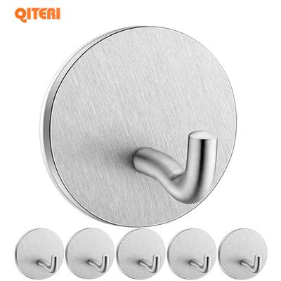 China Durable Adhesive Wall Hooks Coat Hangs Heavy Duty Robe Over Hooks Stainless Steel Waterproof Utility Towel For Bathroom for sale