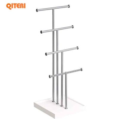 China Low Profile Luxury Four-Tier Jewelry Tree Stand-Walnut Gray Eco-Friendly for sale