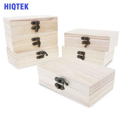 China HIQTEK Eco-Friendly Pack Unfinished Wooden Boxes With Hinged Locking Lids And Clasp for sale