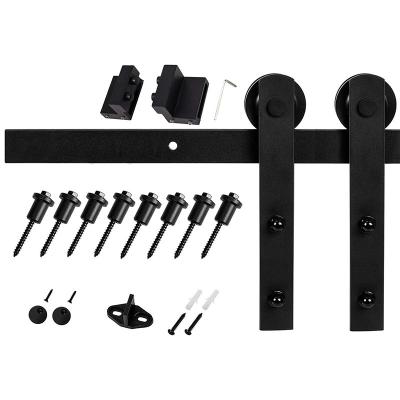 China Modern Barn Door Hardware Heavy Duty Set Cabinet Rolling Industrial Bypass Double Iron Kit Sliding Barn Door Hardware For Wood Door for sale