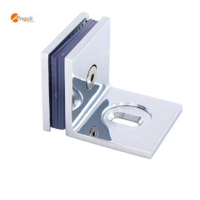 China Modern Shower Door Hinge Square 0 Degree Hole Fixing Stainless Steel Single Glass Flange for sale