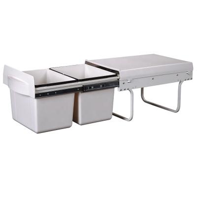 China Soft End Sustainable Pull Out Matching Dust Bins Pull Out Waste Bins Drawer Runners Soft Close Dust Bin for sale