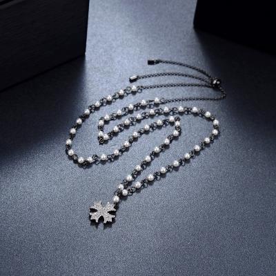 China CLASSIC Hot selling fashion American black gold cross pearl 925 sterling silver pendant necklace for sale