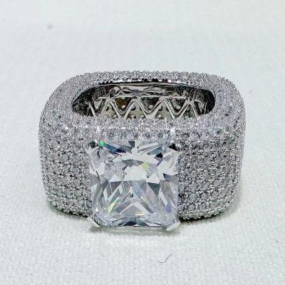 China CLASSIC Wholesale bulk fashion jewelry 925 sterling silver full diamond inlaid large main diamond ring for men for sale