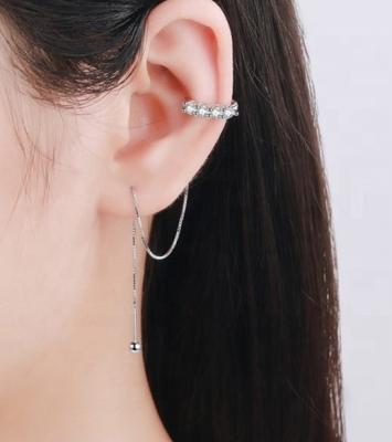 China Vintage New design, high-end, light luxury, anti allergic, pure silver moissanite diamond earring clip for sale