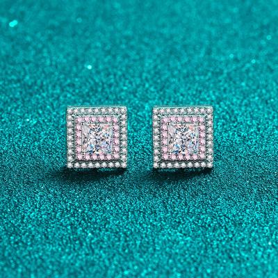 China 925 Sterling Silver Hot selling fashion jewelry square 925 sterling silver jewelry pt950 gold small earrings for sale