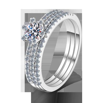 China CLASSIC 925 sterling silver pt950 gold ring with detachable couple's versatile Mosan diamond ring for sale