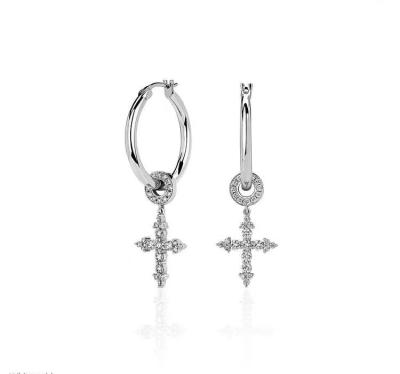 China CLASSIC Fashion accessories for men and women, simple cross earrings, 925 sterling silver hoop drop earrings for sale