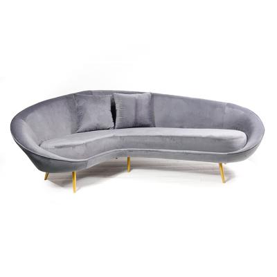 China Lambswool Laynsino Gray Velvet Curved Living Room Sofa Modern 3 Seater Sofa for sale