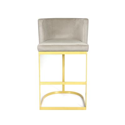 China Laynsino modern hot sale metal stools simple design high bar chairs gold velvet modern bar stools for sale