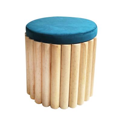 China Laynsino Newest Design Storage Stool Pouf With Upholstered Wooden Stool for sale