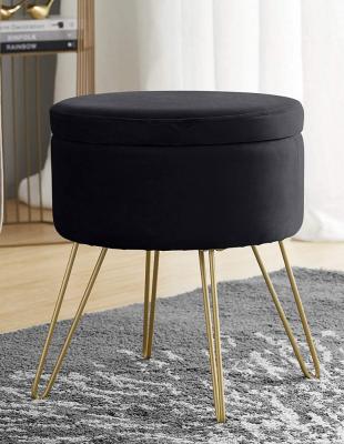 China Modern Cheap Round Storage Living Room Furniture Velvet Stool Storage Stool for sale