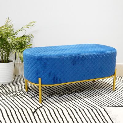 China (Other)Adjustable Lattice Design with Velvet Fabric Metal Legs Bench Stool Bench Stool for sale