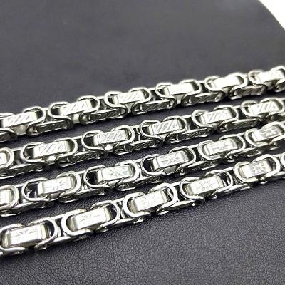 China Hotsale 6mm Stainless Steel 24inch Trendy Byzantine Chain Chunky Mechanic Thick Men Necklace for sale