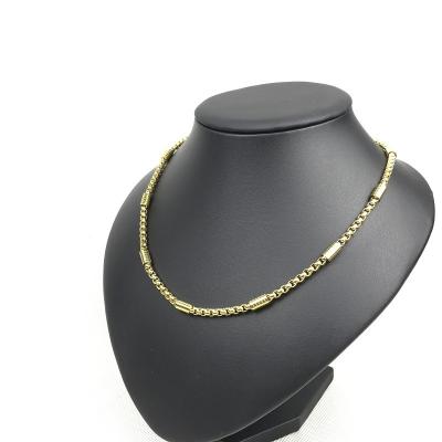 China Trendy 18K Gold Plated 316L Stainless Steel Rolo Rope Chain Cubic Pearl Twisted Corn Chain Hip Hop Necklace for sale