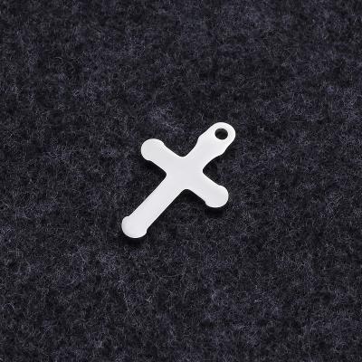 China Cross Bead Charm Fashion Metal Jewelry Making Findings Small DIY Necklace Craft Bracelet Steel Religious Cross Dangle Earrings for sale