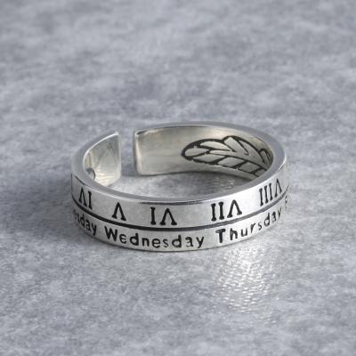 China Fashion Stainless Steel Ring Engraved Date Roman Number Custom Opening Inside Bible Engraved Ring for sale