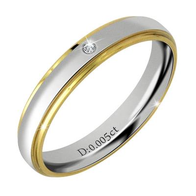 China Fashion Stainless Steel Rings Jewelry Simple Minimalist Finger Ring With Diamond Ring Two Color Two Tone Tungsten for sale