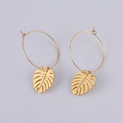 China Fashion Unique Design Custom Hook Dangle Leaves Earrings Monstera Leaf Drop Earring Coconut Palm Leaf Earrings for sale