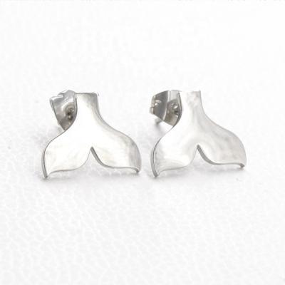 China Fashion Stainless Steel Mermaid Jewelry Ocean Sea Creature Stud Earrings Customized Elegant Mermaid Fish Tail Stud Earring for sale