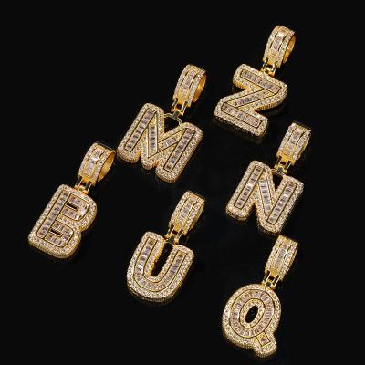 China Trendy Fashion Iced Out CZ Diamond Gold Plated Personalized Initial Necklace Hip Hop Pendant Jewelry For Men And Women for sale