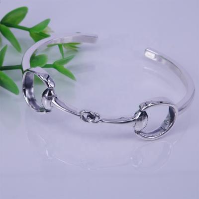 China Equestrian Cuff Bracelet S925 Sterling Silver Stirrup Bangle High Quality Saddle 2 Bit Net Fashion Horse Bracelet for sale