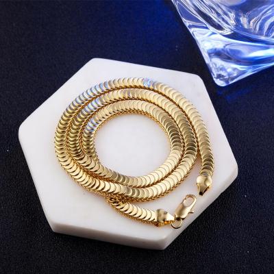 China 7mm Hip Hop Fishbone Rectangular Fishbone Necklace Gold Color Jewelry Snake Chain Fashion Brass Choker Necklace for sale