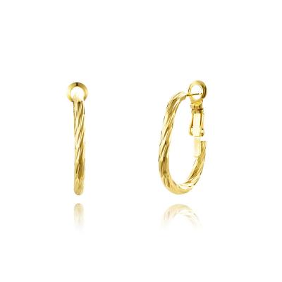 China Fashion Women Jewelry Circle Stud Earring Copper Brass Twisted Wire Gold Plated Baroque Style Thick Earrings for sale