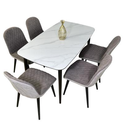 China Free Sample Nordic Velvet Dining Table (Other) Adjustable Set With 6 Chairs For Dining In Restaurant for sale