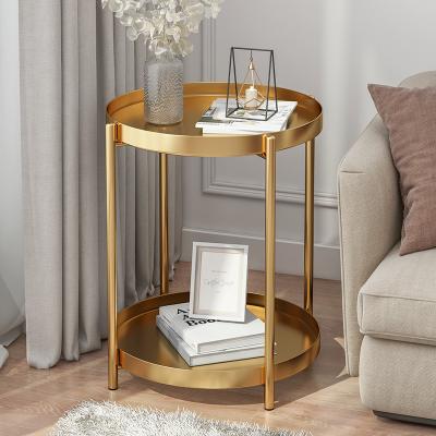 China Nordic Durable Light Luxury Gold Home Table Living Room Small Coffee Table Apartment Sofa Side Table for sale