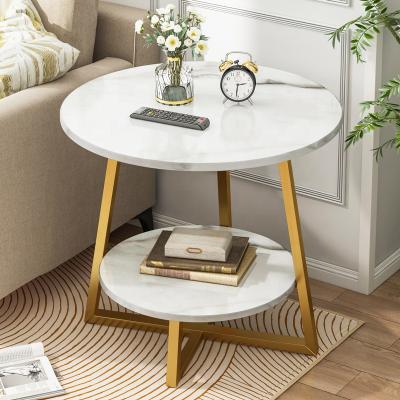 China Durable 2022 newest modern simple style white glass marble top coffee table for sale