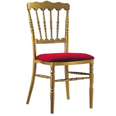 China YLX-2009 Stackable Golden Chiavari Chair with Red Fabric Cushion for sale