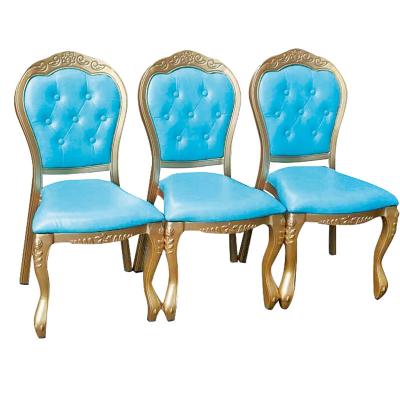 China YLX-8015 Golden Aluminium Tube with Sky Blue PU Cover Dining Chair for Indoor for sale