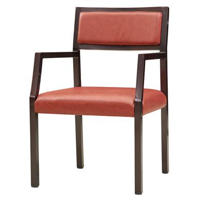 China YLX-8020 Steel Black Oil Painting Tube Red PU Cover Dining Chair with Armrest for sale