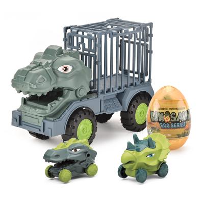 China Training Kids Action Capacity Dinosaur Transporter Car High Quality Engineering Dinosaur Truck Toys For Kids Slide Dinosaur Egg Transporter Car for sale