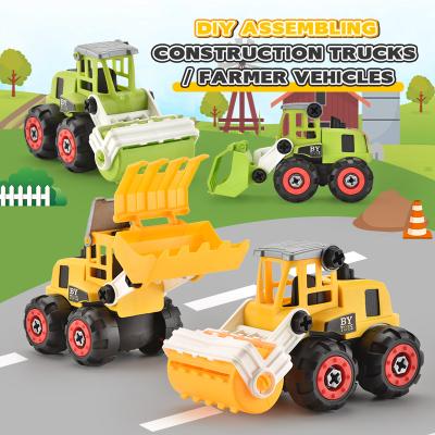 China Cheap Ability Training Kids Action Kids Car Farmer DIY Inertial Building Manual Kids DIY Farmer Car Toy for sale