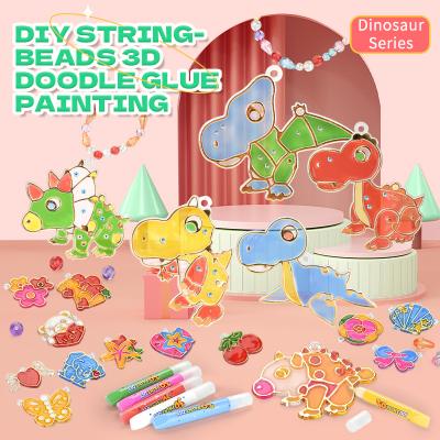 China Preschool Toys Educational Gifts Tools For Flash Painting Toy Tempera Painting Crystal Glue Pendants Toy Kids 3d Drawing Dinosaur Handbook Children for sale