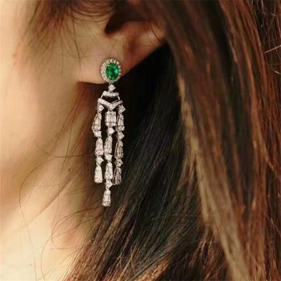 China New Style Emerald Green Earrings Women Earing CLASSIC Jewelry Summer Real 18k Gold Earrings for sale