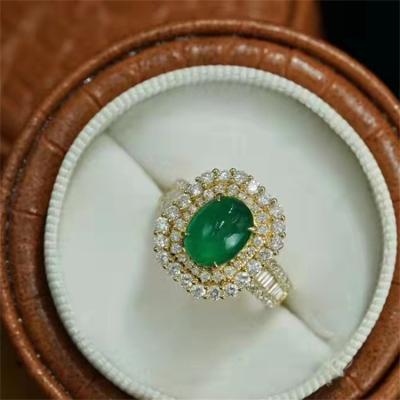 China CLASSIC New Fashion Custom Design Pure Emerald Real Diamond Ring Jewelry 18k Gold Rooster Rings for sale