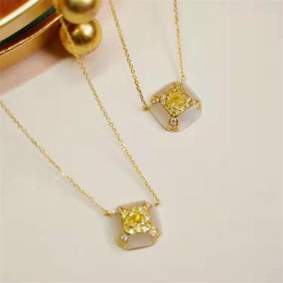 China CLASSIC Shiny Luxury Fashion Natural Diamond Pure Gold Necklace 18K Yellow Gemstone Necklaces for sale