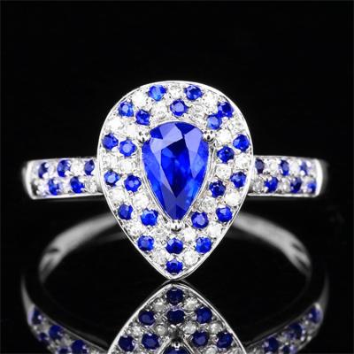 China Pure Ring Blue Real Diamond Price 18K Gold Wedding Ring Set Diamond Machine New Design CLASSIC Fashionable Jewelry for sale