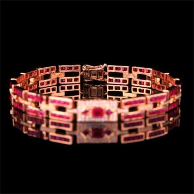 China Sophisticated Jewelry Style Ruby Round Bangle Bracelet 18k Real Gold TRENDY Luxury Solid Bangle for sale