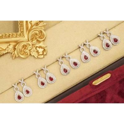 China Good Quality Vintage Good Price Retro Diamond Classy Stud Earrings Genuine Elegant Bright Red for sale