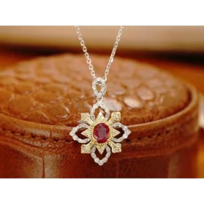 China Vintage 18K Gem Solid Gold Woman Necklace high quality new design FASHIONABLE graceful shiny for sale