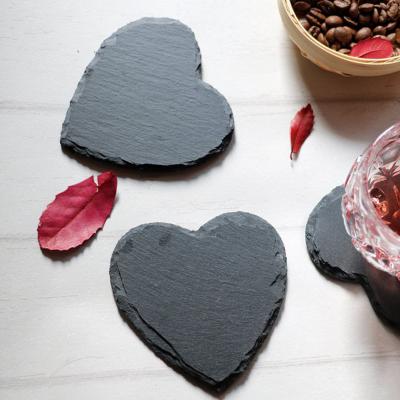 China Sustainable China slate plate natural black heart style, slate coaster. for sale