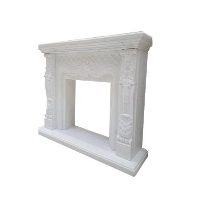 China Contemporary Cheap Fashionable Marble Fireplace Mantel,Cheap White Marble Slab Fireplace Surround,Fireplace Set for sale