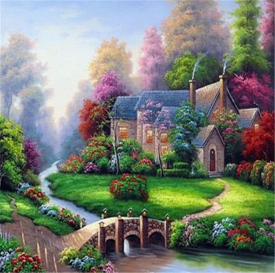 China Factory Environmentally Friendly Wholesale Forest Scenery 5D Diamond Painting Kits DIY Diamond Rhinestone Children Gift Cottage Garden Embroidery for sale