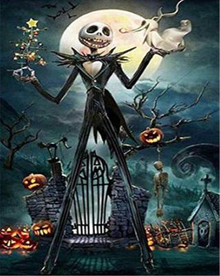 China Wholesale-Environmentally Friendly 5D Diamond Painting Pumpkin Lantern Faux Stone Kids Gift Skeleton Embroidery Factory DIY Halloween Ghost Skeleton Kits for sale